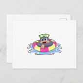 Carte Postale Mole à la piscine avec bouée.PNG (Devant / Derrière)