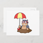 Carte Postale Mole à la pluie avec parapluie (Devant / Derrière)