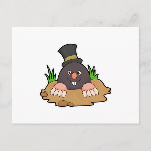 Carte Postale Mole avec Molehill et Casquette (Devant)