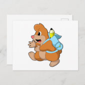 Carte Postale Mole comme étudiant avec sac à dos (Devant / Derrière)