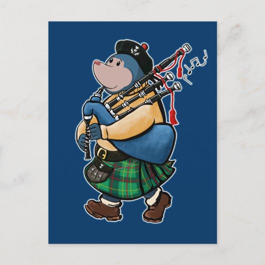 Carte Postale Mole écossaise De Kintyre Marche Avec Des Bagpipes (Devant)