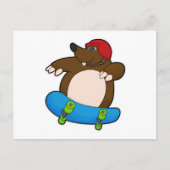 Carte Postale Mole en Skate avec Skateboard & Casque (Devant)