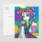 Carte postale "Molly" Cute Rainbow Soda Shop Fairy (Devant / Derrière)