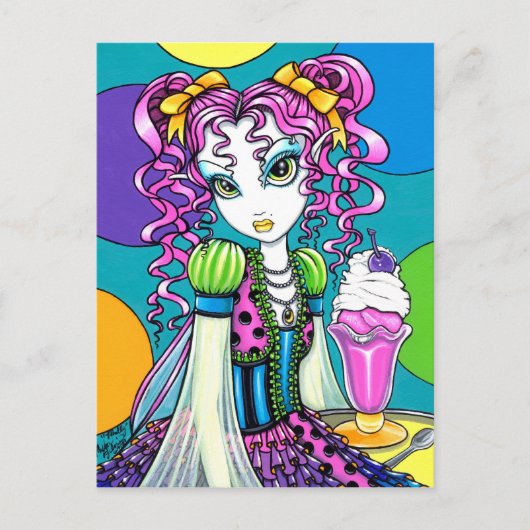 Carte postale "Molly" Cute Rainbow Soda Shop Fairy (Devant)