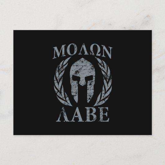 Carte Postale Molon Labe Laurels, guerrier spartiate (Devant)