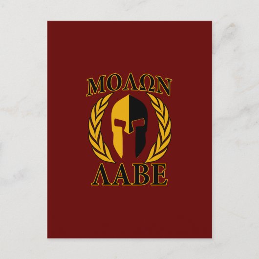 Carte Postale Molon Labe Spartan Mask Laurels Rouge Bourgogne (Devant)