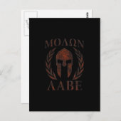 Carte Postale Molon Labe Spartan Warrier Laurels Masque (Devant / Derrière)