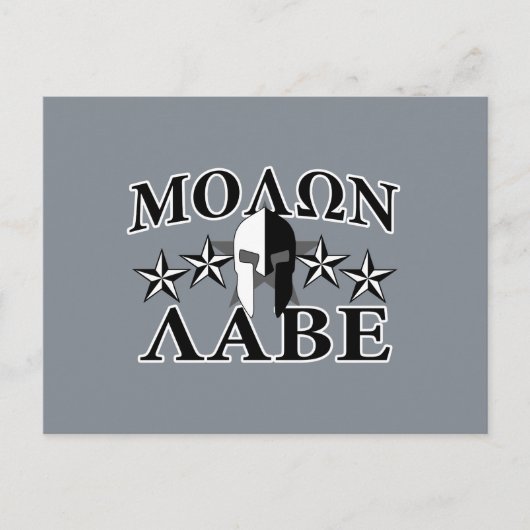 Carte Postale Molon Labe Spartan Warrior 5 étoiles Noir Blanc (Devant)