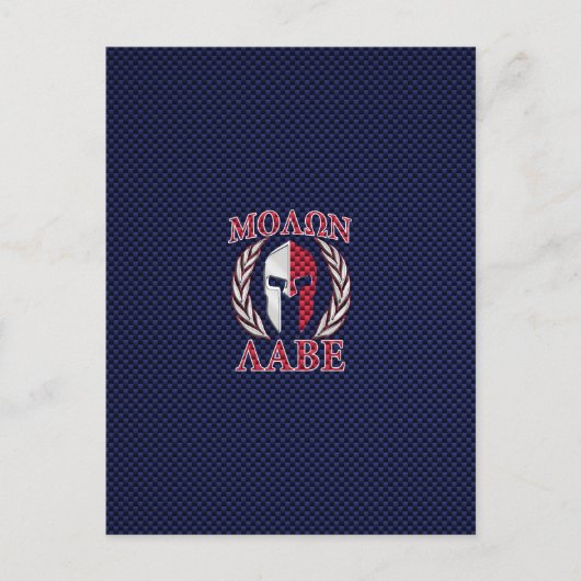 Carte Postale Molon Labe Spartan Warrior Style fibre de carbone (Devant)