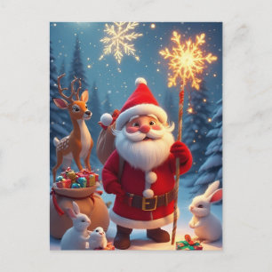 Carte Postale 🎄 Moment de flocon de neige magique du Père Noël