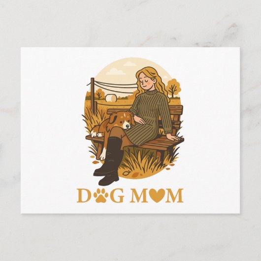 Carte Postale Moment de liaison entre une maman de chien et son  (Devant)