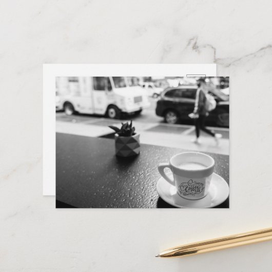 Carte Postale Moments de café à New York (Devant/Arrière en situation)
