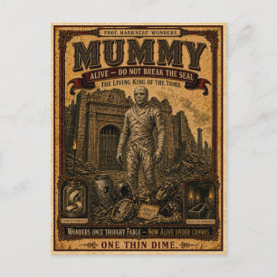 Carte Postale Momie, Monstre de Cirque Vintage