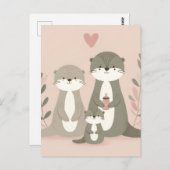 Carte Postale Momma Poppa et Baby Otter (Devant / Derrière)