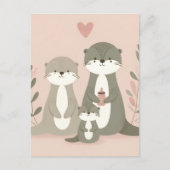 Carte Postale Momma Poppa et Baby Otter (Devant)