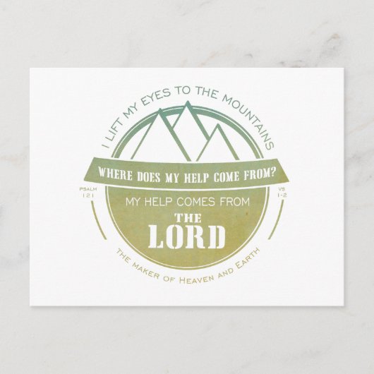 Carte Postale Mon aide vient du Seigneur, Logo Vert Verse (Devant)