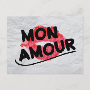Carte Postale Mon Amour Rouge Baiser Au Rouge à Lèvres Note D'am