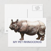 CARTE POSTALE MON ANIMAL RHINOCEROS (Devant / Derrière)