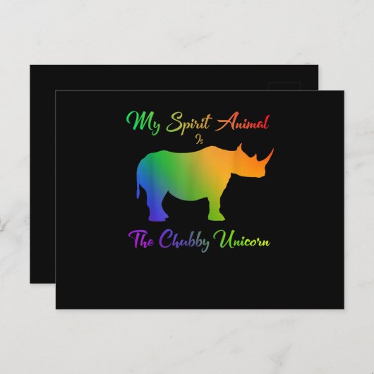 Carte Postale Mon animal spirituel le rhinocéros licorne dodu (Devant / Derrière)