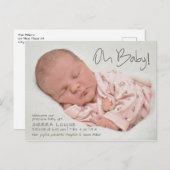 Carte Postale Mon bébé ! Faire-part de naissance photo moderne (Devant / Derrière)