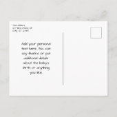 Carte Postale Mon bébé ! Faire-part de naissance photo moderne (Dos)