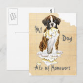 Carte Postale Mon Boxer A Mangé Mes Devoirs (Devant / Derrière)