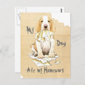 Carte Postale Mon Bracco Italiano Ate mangé mes devoirs (Devant / Derrière)