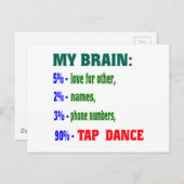 Carte Postale Mon cerveau 90% Tap dance (Devant / Derrière)