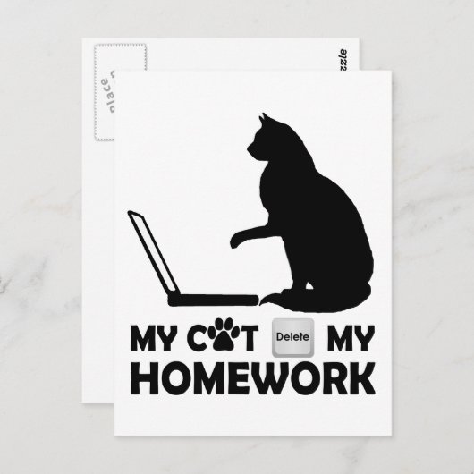 Carte Postale Mon chat a supprimé mes devoirs (Devant / Derrière)