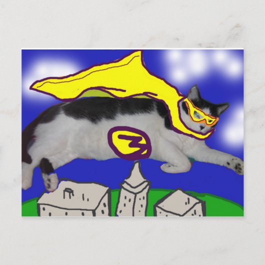 Carte Postale Mon chat de héros (Devant)