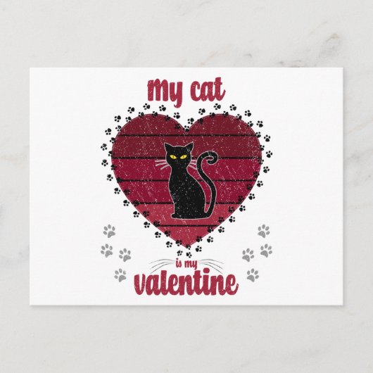 Carte Postale Mon Chat Est Ma Saint Valentin | Joli cadeau valen (Devant)