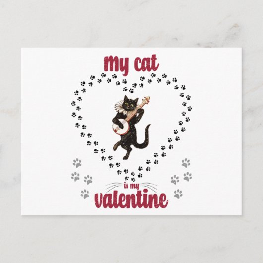 Carte Postale Mon chat est mon Valentin | La Saint-Valentin pour (Devant)