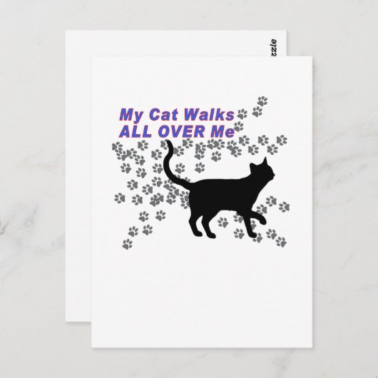 Carte Postale Mon Chat Marche Sur Moi (Devant / Derrière)