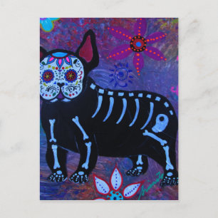 Carte Postale Mon chien de taureaux français Dia de los Muertos