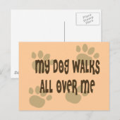 Carte Postale Mon chien marche sur moi (Devant / Derrière)
