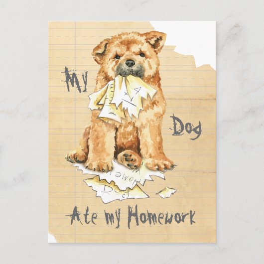 Carte Postale Mon Chow Chow A Mangé Mes Devoirs (Devant)