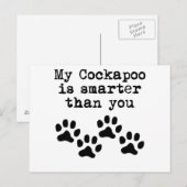 Carte Postale Mon Cockapoo Est Plus Intelligent Que Vous (Devant / Derrière)