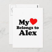 Carte Postale Mon coeur appartient à Alex (Devant / Derrière)