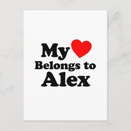 Carte Postale Mon coeur appartient à Alex (Devant)