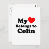 Carte Postale Mon coeur appartient à Colin (Devant / Derrière)