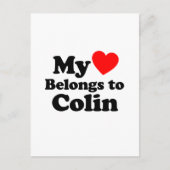 Carte Postale Mon coeur appartient à Colin (Devant)
