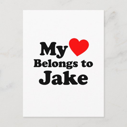 Carte Postale Mon coeur appartient à Jake (Devant)