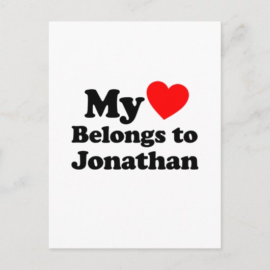 Carte Postale Mon coeur appartient à Jonathan (Devant)