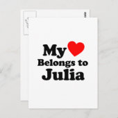 Carte Postale Mon coeur appartient à Julia (Devant / Derrière)
