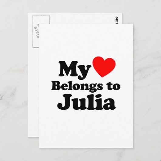 Carte Postale Mon coeur appartient à Julia (Devant / Derrière)