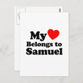 Carte Postale Mon coeur appartient à Samuel (Devant / Derrière)