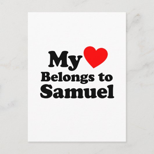 Carte Postale Mon coeur appartient à Samuel (Devant)
