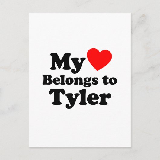 Carte Postale Mon coeur appartient à Tyler (Devant)