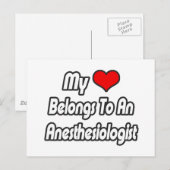 Carte Postale Mon cœur appartient à un anesthésiste (Devant / Derrière)