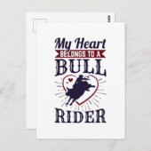 Carte Postale Mon cœur appartient à un cavalier de taureau (Devant / Derrière)